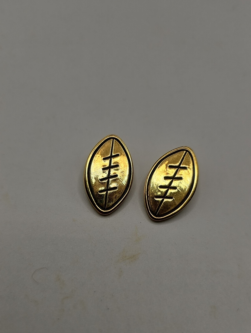 Gold Tone Football Clip Earrings - Women Jewelry